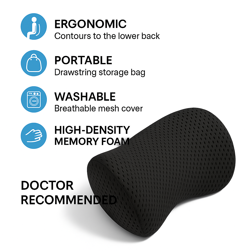 PostureEase™ Memory Foam Lumbar Support Pillow